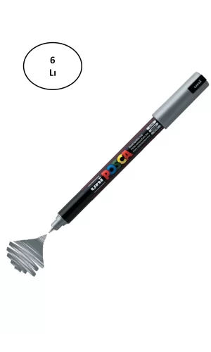 Uni Posca PC-1M Boyama Markörü 0.7 mm METALİK Gümüş 10lu