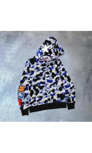 Luz&Pos Unisex 2 İplik Bape Kapüşonu Fermuarlı Hırka - Gri