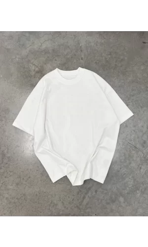 Luz&Pos Unisex Basic Bisiklet Yaka Oversize T-shirt - Beyaz