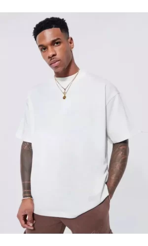 Unisex Basic Bisiklet Yaka Oversize T-Shirt - Beyaz