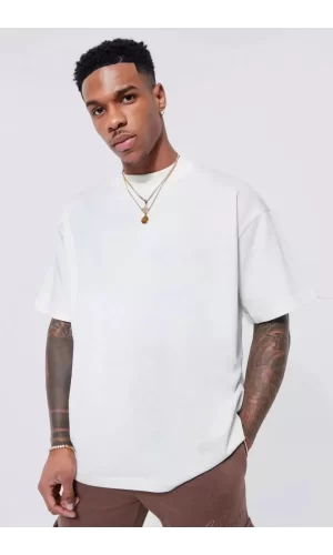 Luz&Pos Unisex Basic Bisiklet Yaka Oversize T-shirt - Beyaz