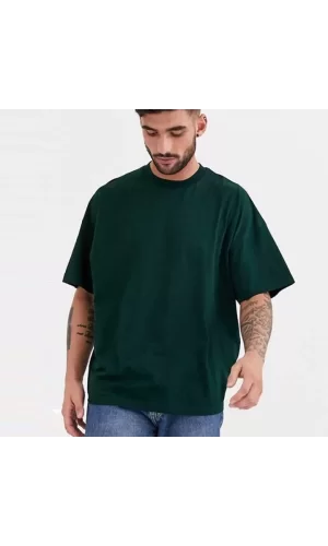Luz&Pos Unisex Basic Bisiklet Yaka Oversize T-shirt - Haki