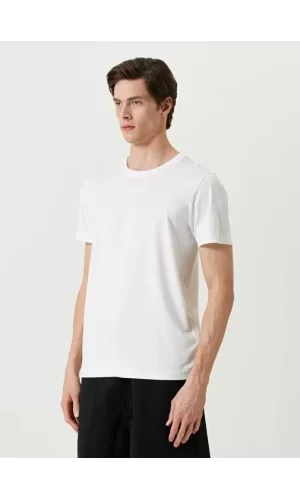 Luz&Pos Unisex Basic Bisiklet Yaka Regular T-shirt - Beyaz