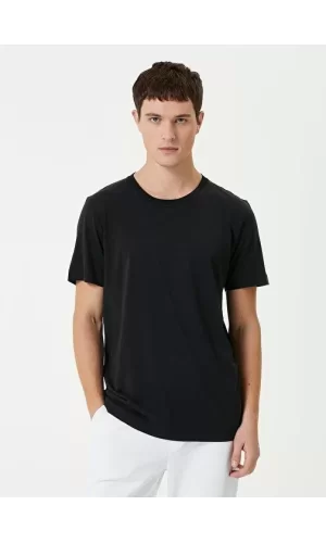Luz&Pos Unisex Basic Bisiklet Yaka Regular T-shirt - Siyah