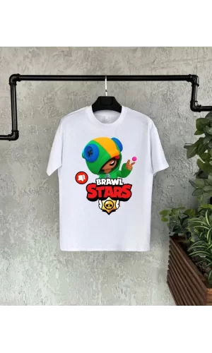 Luz&Pos Unisex Baskılı Kısa Kol Çocuk T-shirt - Beyaz