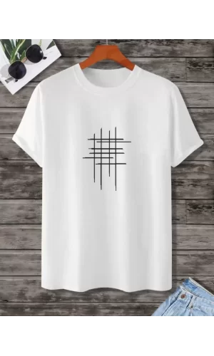 Luz&Pos Unisex Baskılı Oversize T-shirt - Beyaz