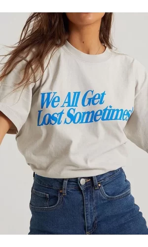 Luz&Pos Unisex Baskılı Oversize T-shirt - Beyaz