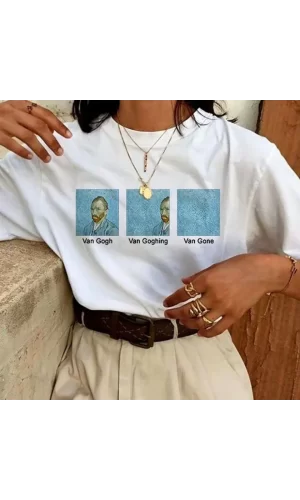 Unisex Baskılı Oversize T-Shirt - Beyaz