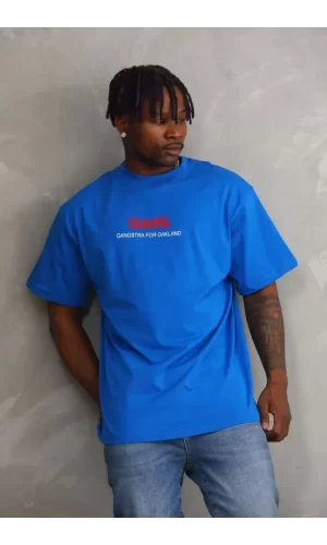 Unisex Baskılı Oversize T-Shirt - Mavi