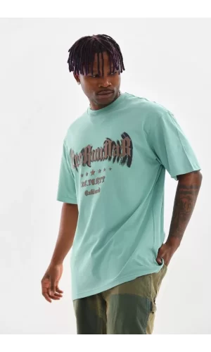 Luz&Pos Unisex Baskılı Oversize T-shirt - Mint Yeşili