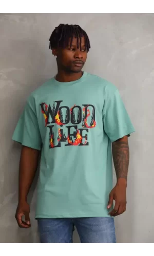 Unisex Baskılı Oversize T-Shirt - Mint Yeşili