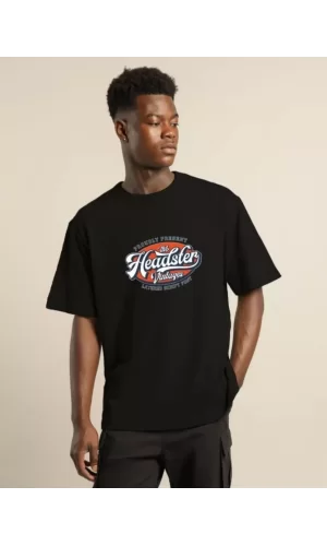 Luz&Pos Unisex Baskılı Oversize T-shirt - Siyah