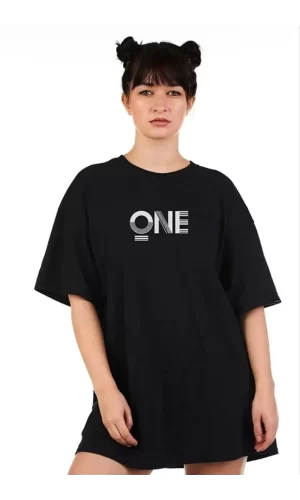 Luz&Pos Unisex Baskılı Oversize T-shirt - Siyah