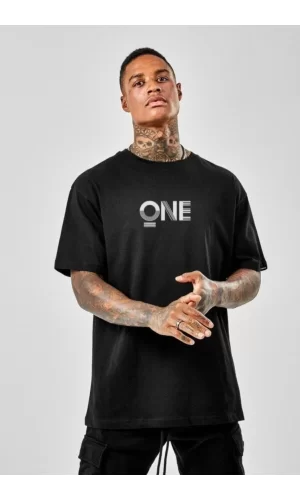 Luz&Pos Unisex Baskılı Oversize T-shirt - Siyah