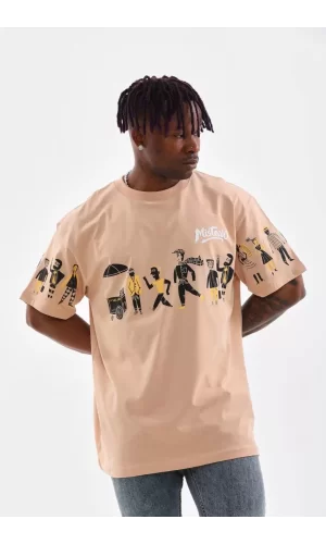 Luz&Pos Unisex Bisiklet Yaka Baskılı Oversize T-shirt - Bej