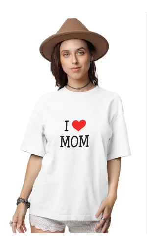 Luz&Pos Unisex Bisiklet Yaka Baskılı Oversize T-shirt - Beyaz