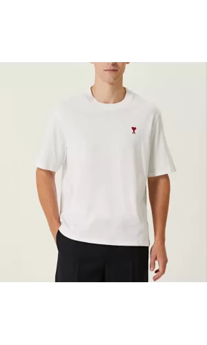 Luz&Pos Unisex Bisiklet Yaka Baskılı Oversize T-shirt - Beyaz