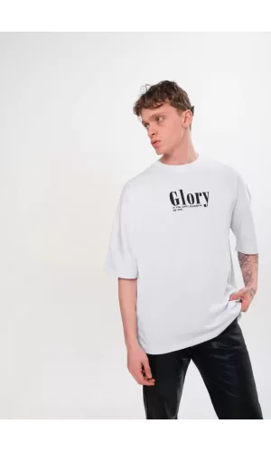 Luz&Pos Unisex Bisiklet Yaka Baskılı Oversize T-shirt - Siyah