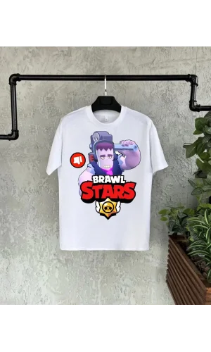 Luz&Pos Unisex Bisiklet Yaka Kısa Kol Baskılı Çocuk T-shirt - Beyaz