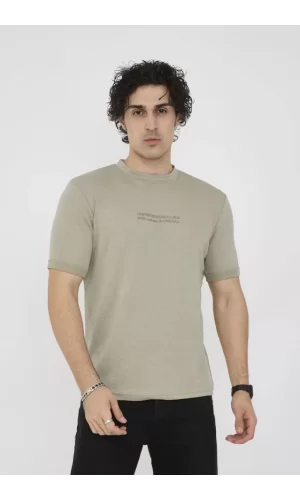 Unisex Bisiklet Yaka Slim Fit T-Shirt- Açık Yeşil