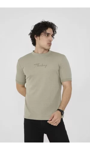 Luz&Pos Unisex Bisiklet Yaka Slim Fit T-shirt- Açık Yeşil