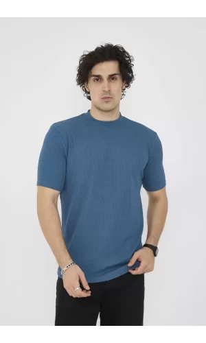 Luz&Pos Unisex Bisiklet Yaka Slim Fit T-shirt- Turkuaz
