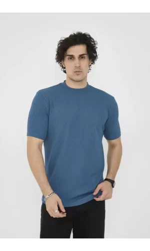 Unisex Bisiklet Yaka Slim Fit T-Shirt- Turkuaz