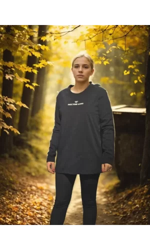 Unisex Bisiklet Yaka Uzun Kollu T-Shirt - Siyah