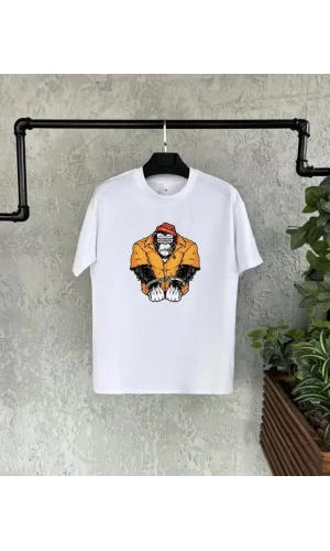 Luz&Pos Unisex Çocuk Baskılı T-shirt - Beyaz