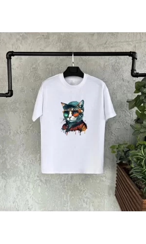 Luz&Pos Unisex Çocuk Baskılı T-shirt - Beyaz