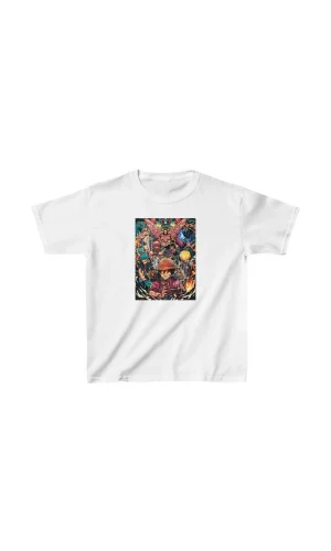 Luz&Pos Unisex Çocuk Baskılı T-shirt - Beyaz