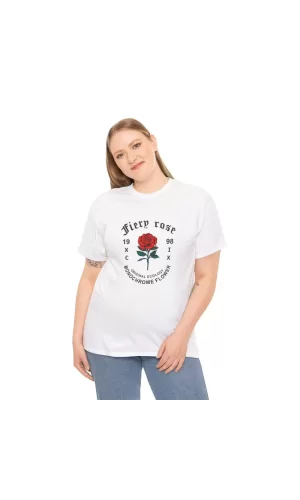 Luz&Pos Unisex Kadın Bisiklet Yaka Baskılı T-shirt - Beyaz