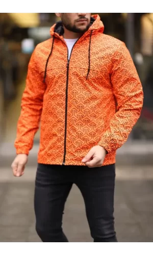 Unisex Kapüşonlu İçi Astarlı Yağmurluk - Turuncu
