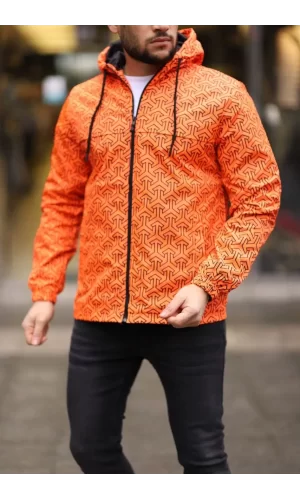 Luz&Pos Unisex Kapüşonlu İçi Astarlı Yağmurluk - Turuncu