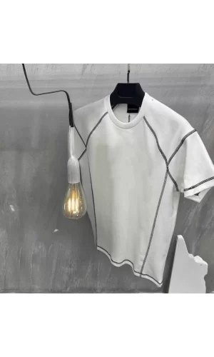Luz&Pos Unisex Karoyaka Dikişli Oversize T-shirt - Beyaz