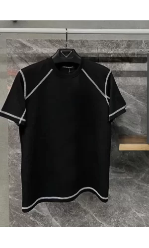 Luz&Pos Unisex Karoyaka Dikişli Oversize T-shirt - Siyah