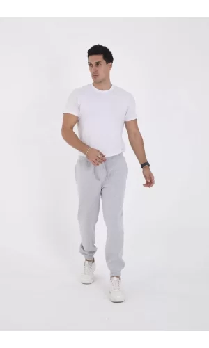 Luz&Pos Unisex Kışlık Üç İplik Lastikli Eşofman Pantolon - Gri