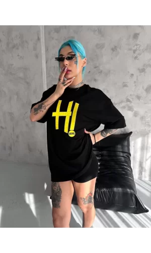 Luz&Pos Unisex Nakış İşlemeli T-shirt - Siyah