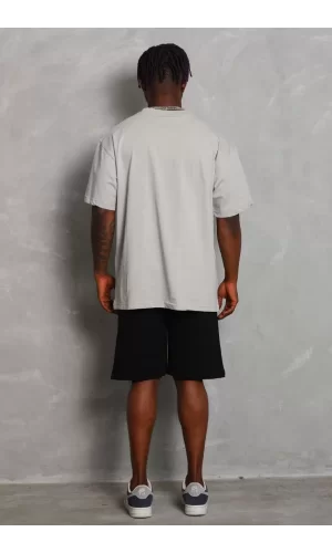 Luz&Pos Unisex Oversize Düz Bisiklet Yaka T-shirt - Gri