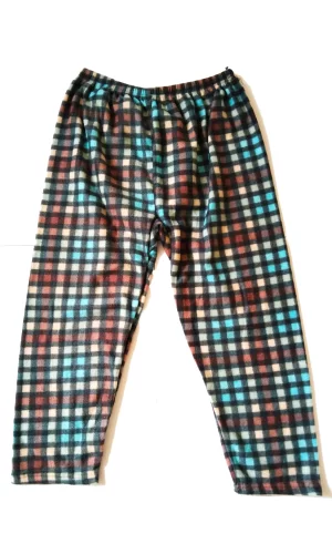 Unisex Polar Pijama Altı Termal Özellikli Kare Desenli Büyük Beden Ev Giyim Cepsiz