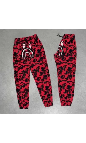 Luz&Pos Unisex Pubg Bape X Shark Eşofman Altı - Kırmızı