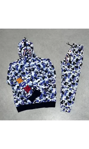 Unisex Pubg Bape X Shark Eşofman Takımı - Gri