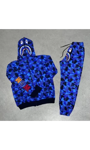 Luz&Pos Unisex Pubg Bape X Shark Eşofman Takımı - Mavi
