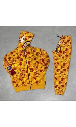 Unisex Pubg Bape X Shark Eşofman Takımı - Sarı