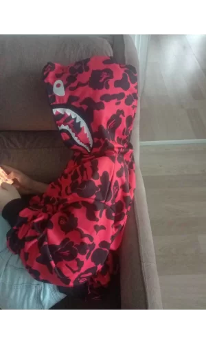 Luz&Pos Unisex Pubg Bape X Shark Hoodie - Kırmızı