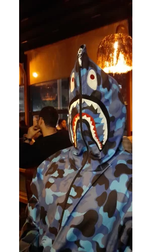 Luz&Pos Unisex Pubg Bape X Shark Hoodie - Mavi