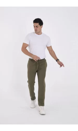 Unisex Üç İplik Basic Eşofman Özel Tasarım Pantolon - Haki
