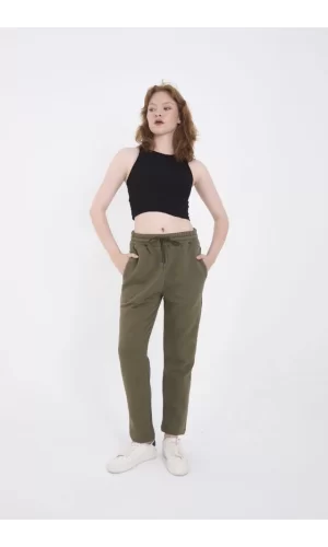Unisex Üç İplik Basic Eşofman Pantolon - Hakİ