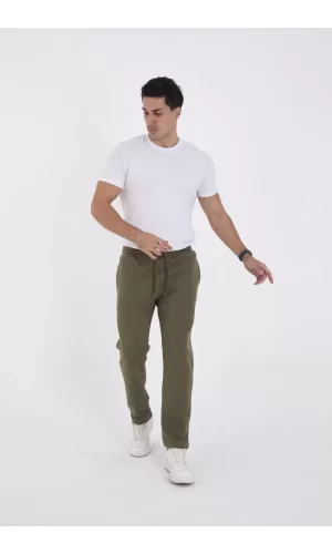 Luz&Pos Unisex Üç İplik Basic Eşofman Pantolon - Haki