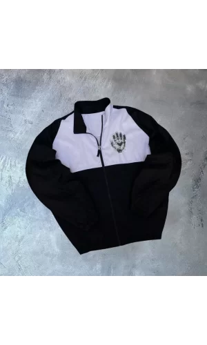 Unisex Uzun Kollu Paraşüt Kumaş Rüzgarlik - Siyah